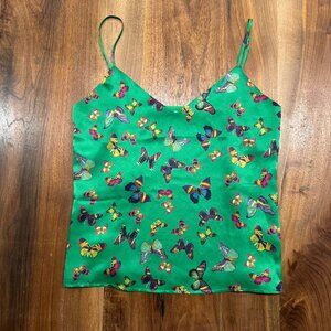 Green Butterfly Print Women's Top